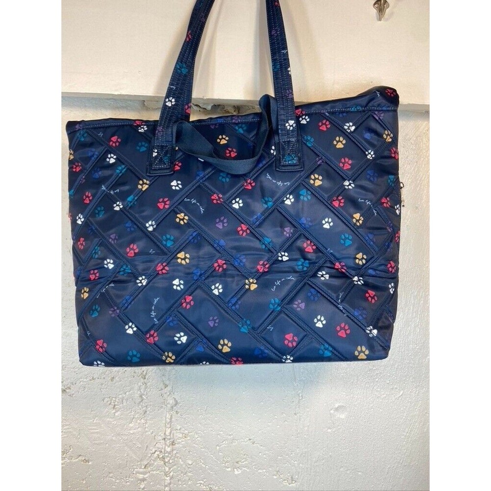 lug Navy Quilted Tote with Multicolor Paw Print - Picture 5 of 8